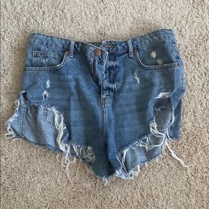 High waisted jean shorts